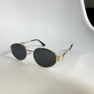 Home lentes de sol clásico moderno – armazón dorado con lentes oscuros